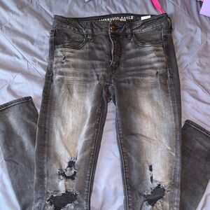 American Eagle Outfitters Women's Faded Black Skinny Jeans